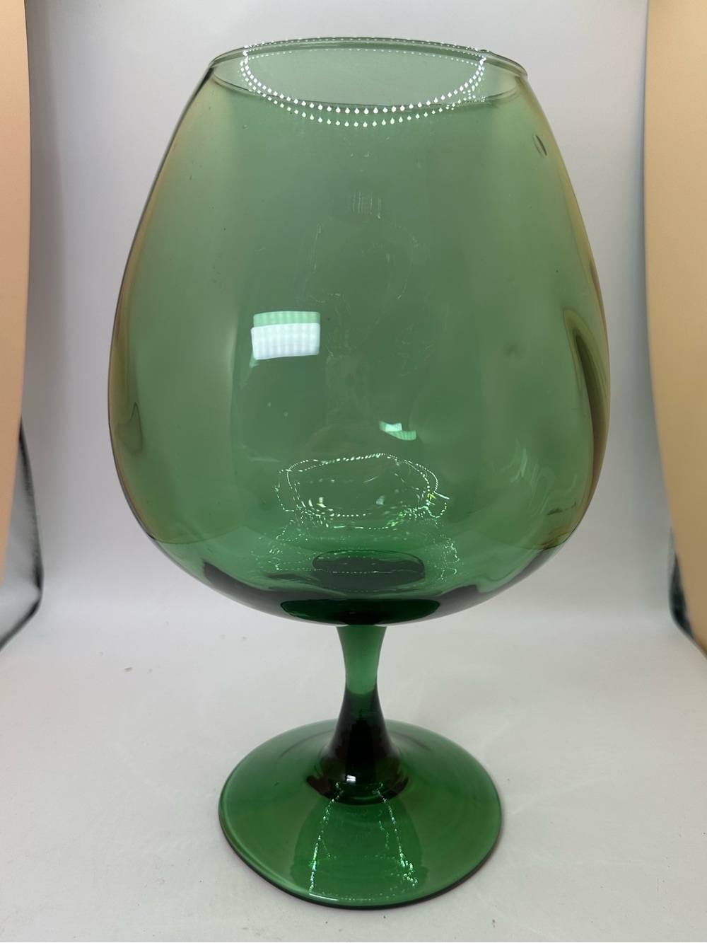Vintage Green Empoli Optic Glass Brandy Snifter Vase